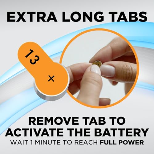 Powermax Size 13 Hearing Aid Batteries, 60 Count Long-Lasting Battery Pack, Orange Long Tab for Easy Change - Image 4