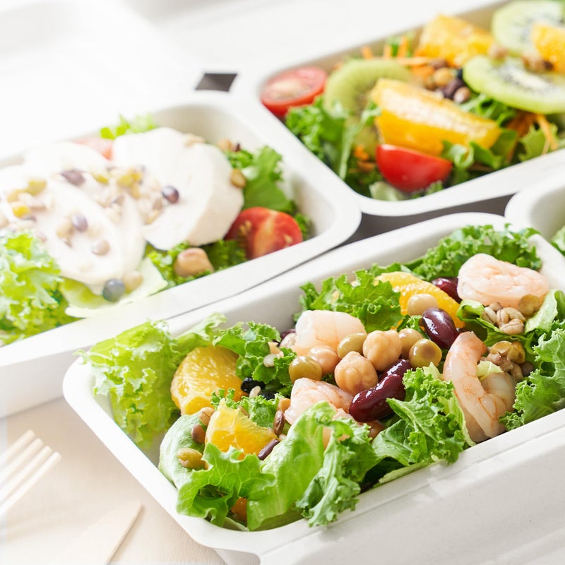 Freshware Clamshell Food Containers with Lids [9x6 50-Pack] Disposable To Go Containers, Biodegradable Sugarcane To Go Boxes - Paper Container - Microwave & Freezer Safe, Stackable - Image 2