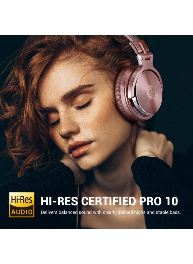 OneOdio Over-Ear Studio Headphones for Monitoring & Mixing - 50mm Drivers, Wired Bass Stereo Sound with SharePort & Mic for PC, Phone, Guitar, Piano (Rose Gold / Pink) - Image 2