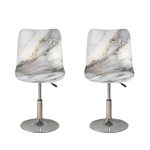 Psesaysky White Marble Bar Stool Covers with Backs Dust Proof Bar Stool Chair Covers Stain Resistant Dining Room Square Swivel Barstool Chair Seat Set of 2 - Image 1