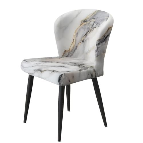 Psesaysky White Marble Bar Stool Covers with Backs Dust Proof Bar Stool Chair Covers Stain Resistant Dining Room Square Swivel Barstool Chair Seat Set of 2 - Image 2