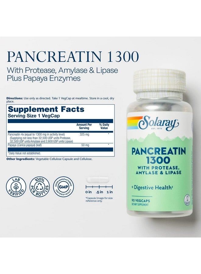 SOLARAY Pancreatin Supplement, 1300 mg, 90 Count - Image 1