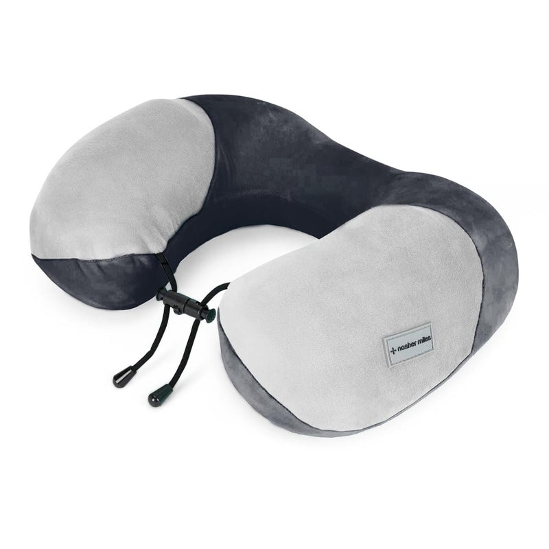 Nasher Miles 100 Pure Memory Foam Travel Neck Pillow 360 Stable Neck Support with Snapon Button Black and Grey - Image 2