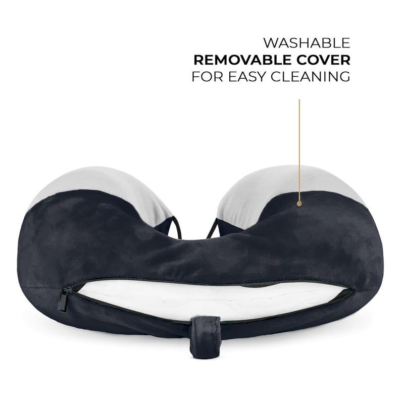 Nasher Miles 100 Pure Memory Foam Travel Neck Pillow 360 Stable Neck Support with Snapon Button Black and Grey - Image 5