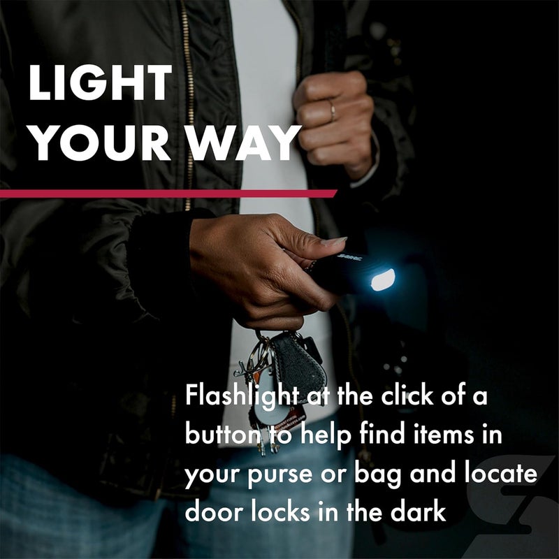 sabre 2-in-1 Personal Alarm with LED Light, 130dB Personal Safety Siren, Snap Hook for Instant Access, 1,250 Foot (381 Meters) Range, Compact Design for Easy Attachment to Purse, Bag, or Keys - Image 3