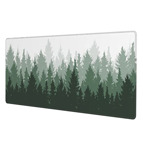 Yilad Green Tree Forest Gaming Mouse Pad Non Slip XL Large Mousepad Stitched Edge Rubber Base Desk Mat for Laptop PC Computer - Image 1