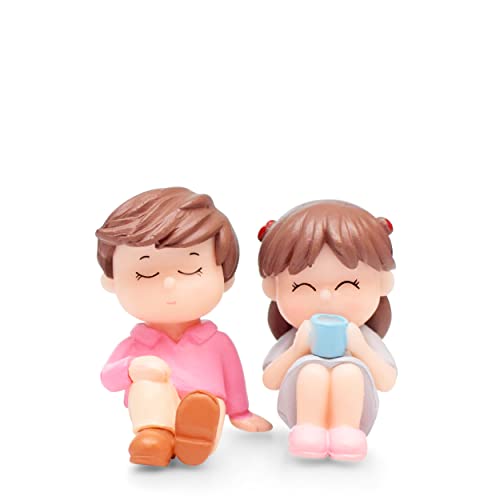 iDream Romantic Couple Resin Showpiece Miniatures for Couples, Boyfriend, Girlfriend, Husband or Wife (Pink & Blue) - Image 1