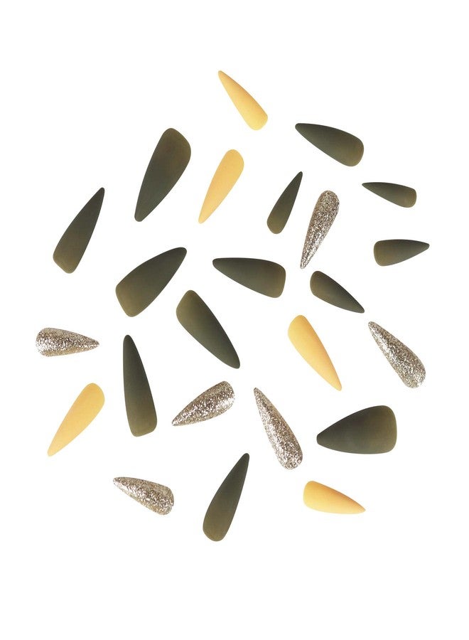 Laflare NEX 3D NAIL, Handcrafted LONG, XLONG Length Acrylic Fake Press On Nails with Nail Glue, Manicure Stick, Mini File (Long, Stiletto, Matt Forest) - Image 2