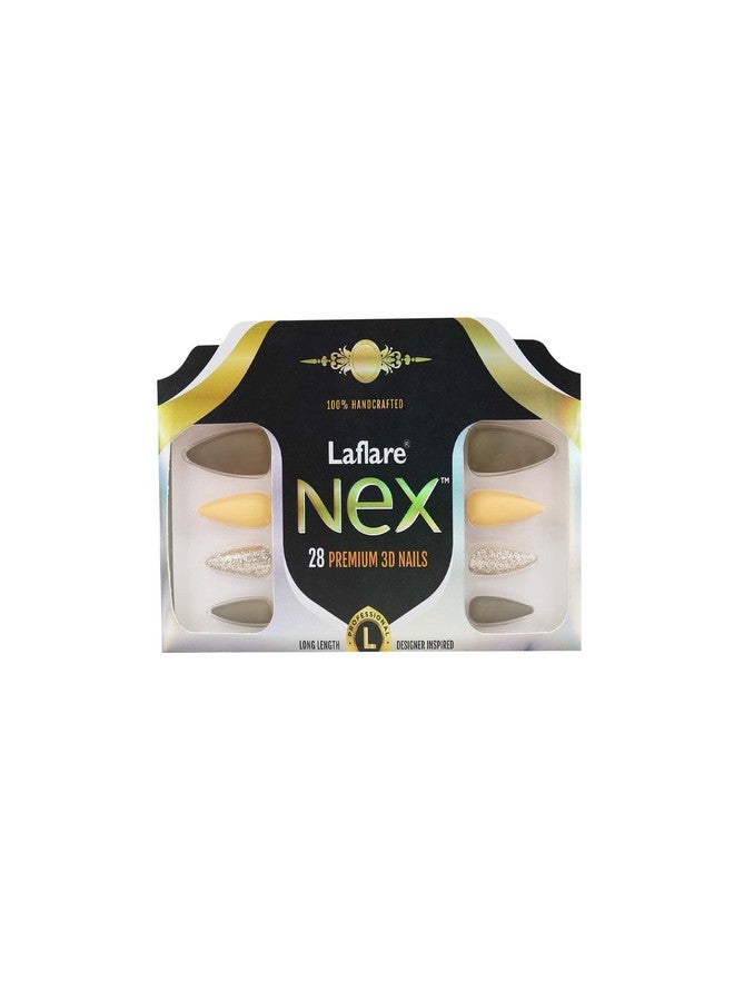 Laflare NEX 3D NAIL, Handcrafted LONG, XLONG Length Acrylic Fake Press On Nails with Nail Glue, Manicure Stick, Mini File (Long, Stiletto, Matt Forest) - Image 1