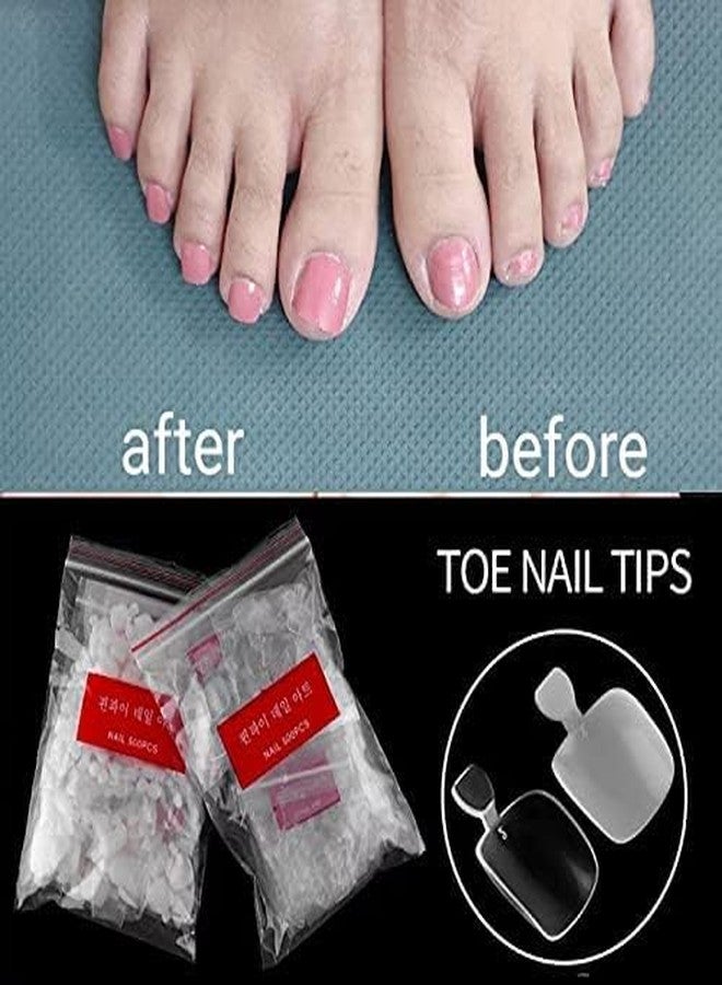 HARSHLOVE 500PCS False Toe Nails - Natural Clear Artificial Nails for Nail Art - Complete with Free Tip Box - Image 3