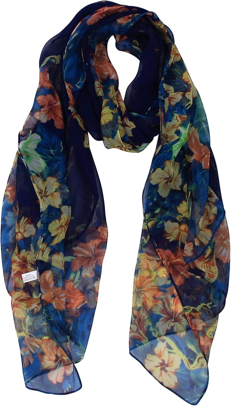 Long Chiffon Sheer Scarf Gradient Shaded Colors Lightweight Scarf For Womens
