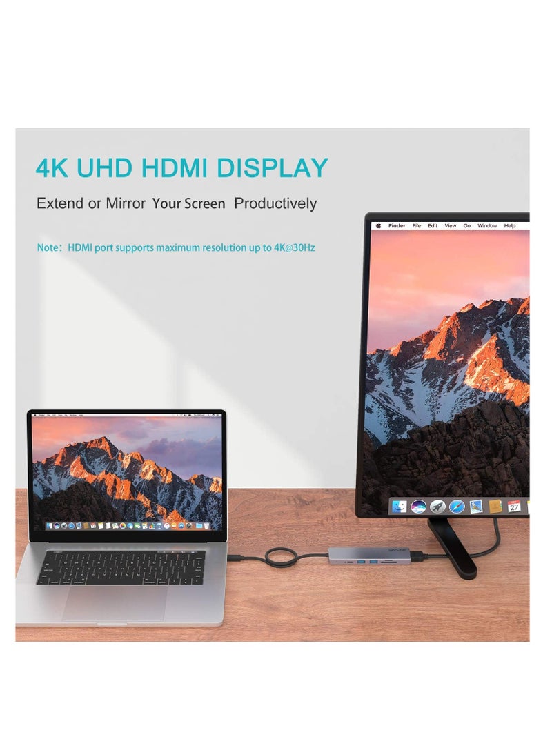 واف لينك WAVLINK USB C Hub 6-in-1 USB C Adapter with 4K@30Hz HDMI, 2 USB 3.0 Ports | WL-UHP3407 - Image 3