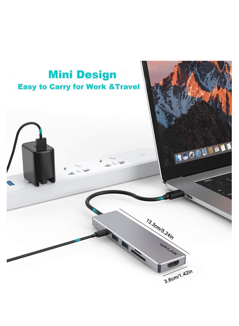 واف لينك WAVLINK USB C Hub 6-in-1 USB C Adapter with 4K@30Hz HDMI, 2 USB 3.0 Ports | WL-UHP3407 - Image 4