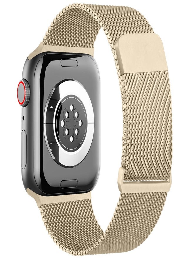 Mugust Metal Band Compatible with Apple Watch Bands 40mm 41mm 38mm Series 10 (42mm) 9 8 7 6 5 4 3 SE2 SE, Stainless Steel Mesh Metal Band for iWatch Bands Women Men, Champagne Gold - Image 2