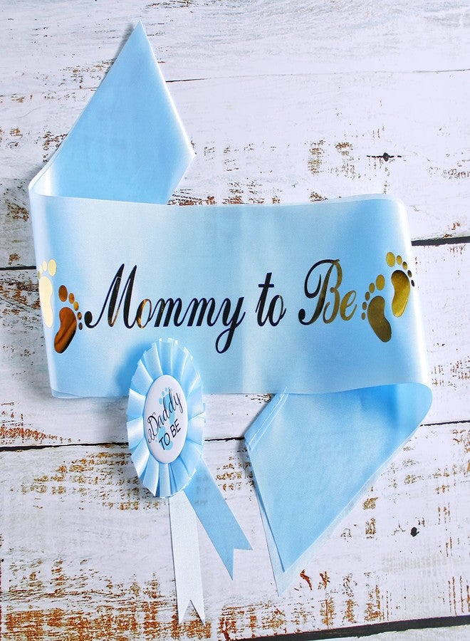 PATICARRY NEWHAPPYLAND Baby Shower Decorations for Boy Blue Sash Mommy to Be and Daddy to Be Tinplate Badge Pin Mommy to be sash for baby shower Baby Shower Button New Dad Baby Shower Party Gender Reveals - Image 3