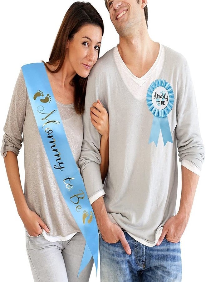 PATICARRY NEWHAPPYLAND Baby Shower Decorations for Boy Blue Sash Mommy to Be and Daddy to Be Tinplate Badge Pin Mommy to be sash for baby shower Baby Shower Button New Dad Baby Shower Party Gender Reveals - Image 5