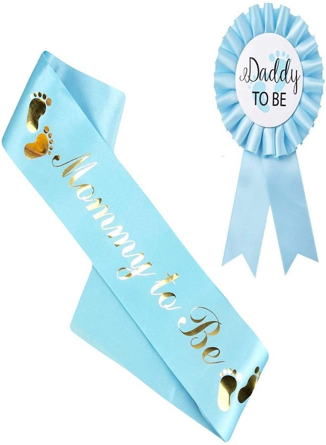 PATICARRY NEWHAPPYLAND Baby Shower Decorations for Boy Blue Sash Mommy to Be and Daddy to Be Tinplate Badge Pin Mommy to be sash for baby shower Baby Shower Button New Dad Baby Shower Party Gender Reveals - Image 1