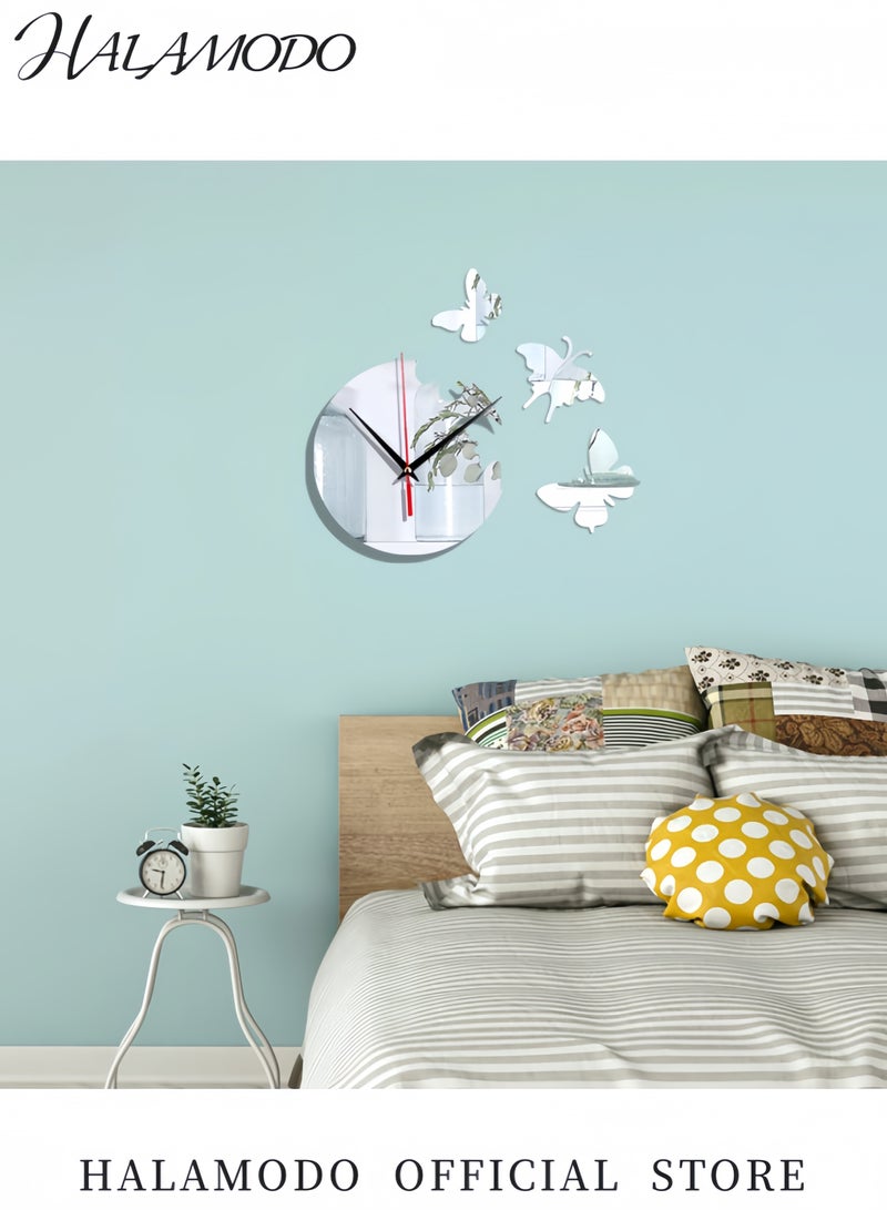 HALAMODO 3D Butterfly Wall Clock Black 45x45centimeter - Image 4