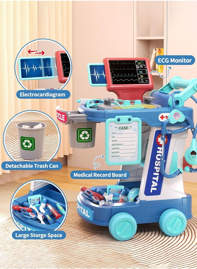 Moovant - Doctor Kit for Kids, Doctor Playset Pretend Toys with Cart, Pretend Medical Station Role Play Toys with Stethoscope and Toy Accessorie for Children - Image 1