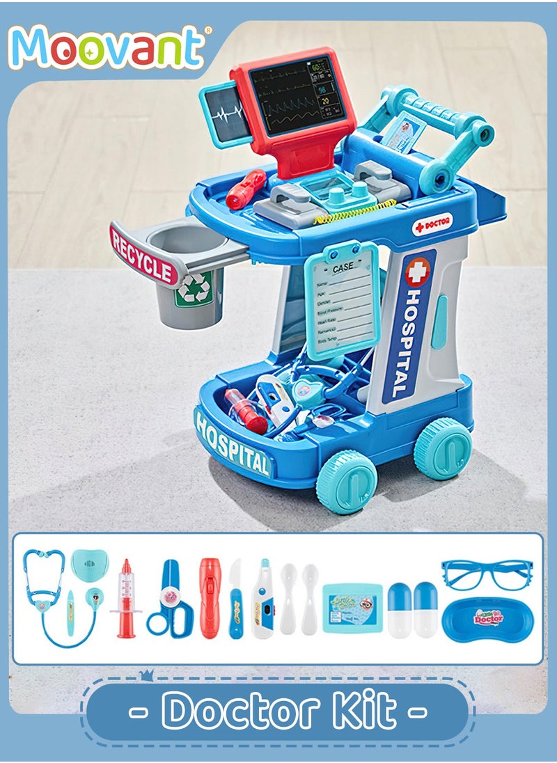 Moovant - Doctor Kit for Kids, Doctor Playset Pretend Toys with Cart, Pretend Medical Station Role Play Toys with Stethoscope and Toy Accessorie for Children - Image 1