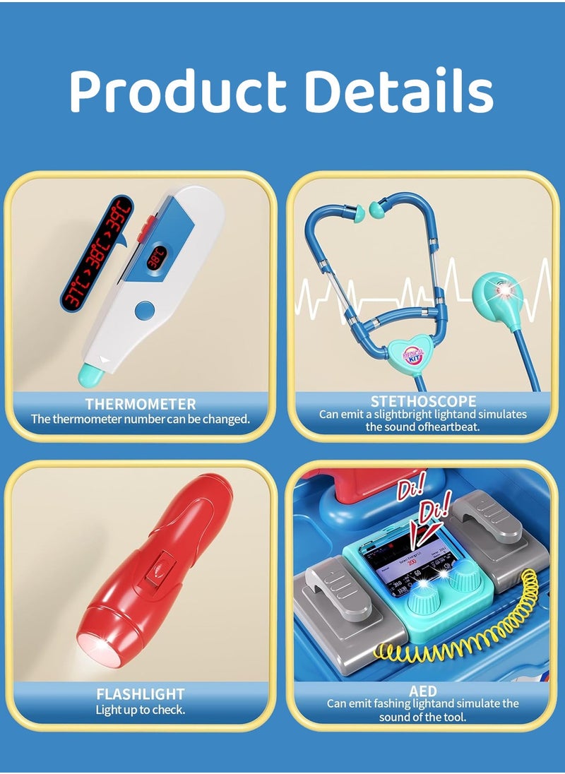 Moovant - Doctor Kit for Kids, Doctor Playset Pretend Toys with Cart, Pretend Medical Station Role Play Toys with Stethoscope and Toy Accessorie for Children - Image 1