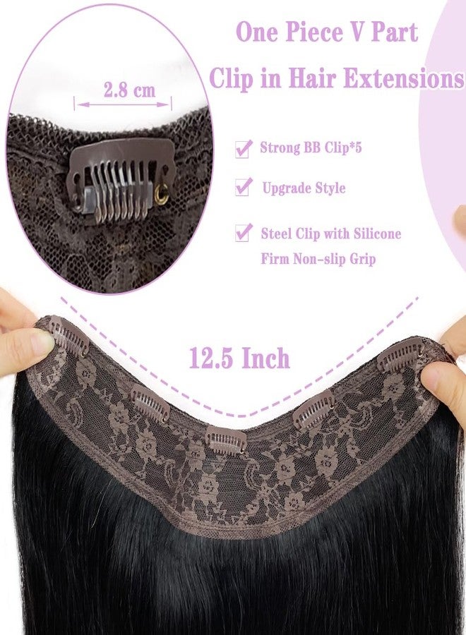 Smartinnov V Shape Clip In Hair Extensions - 22 Inch Real Human Hair, Jet Black, Double Weft Seamless One Piece, 100G - Image 3