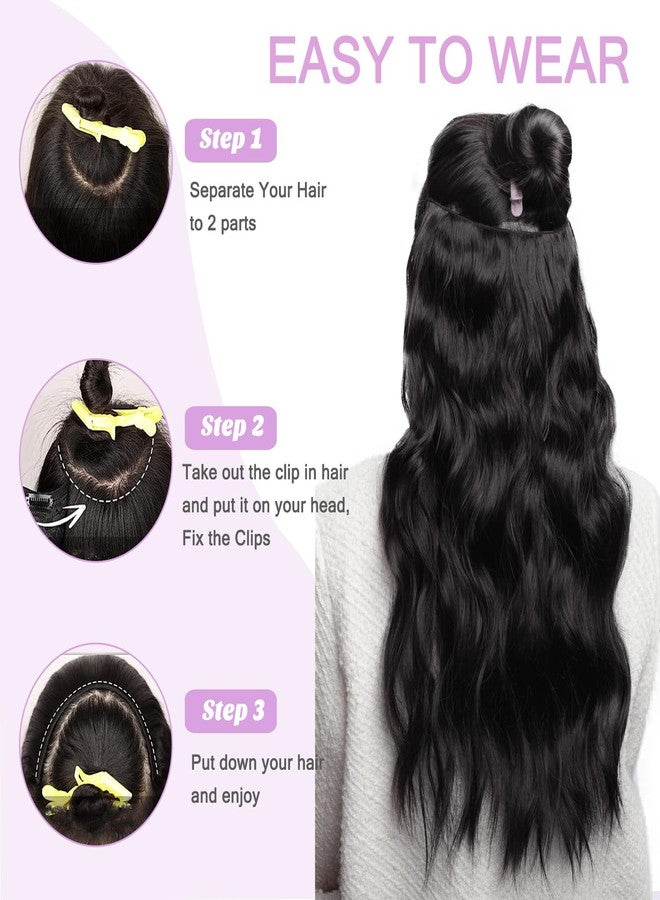 Smartinnov V Shape Clip In Hair Extensions - 22 Inch Real Human Hair, Jet Black, Double Weft Seamless One Piece, 100G - Image 5