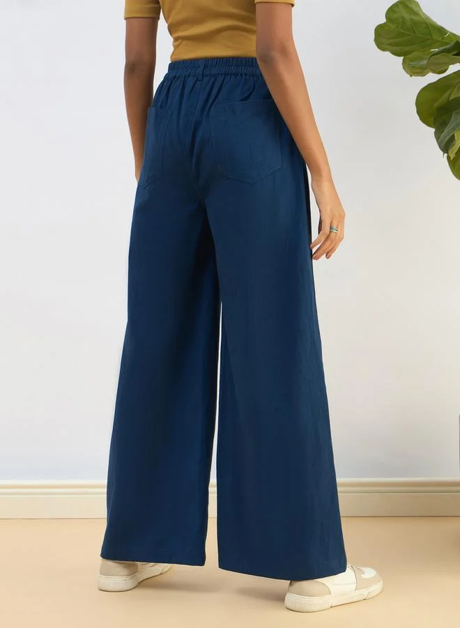 SASSAFRAS Sassafras Women Blue Twill Mid Rise Flared Pants