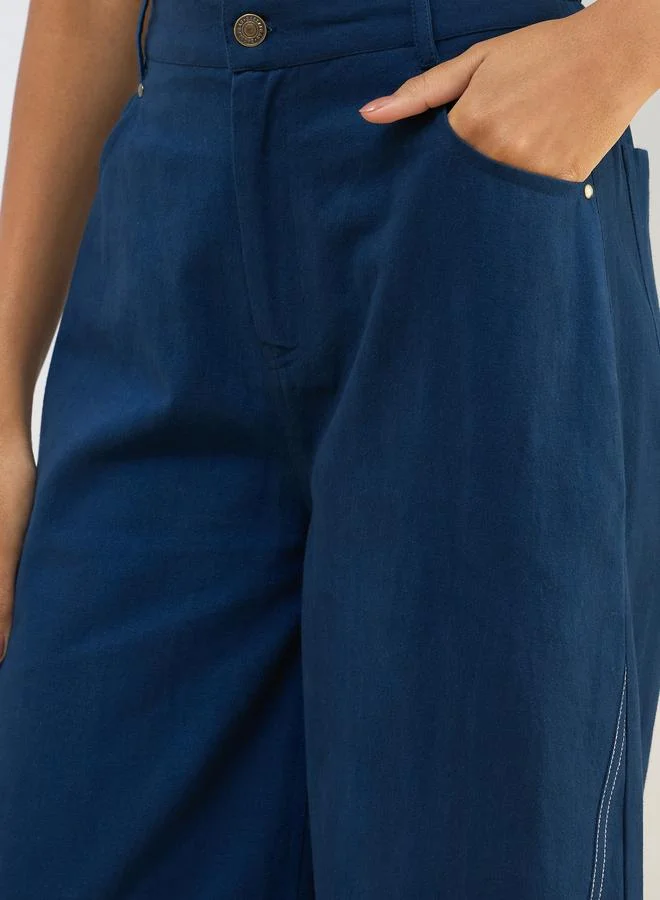 SASSAFRAS Sassafras Women Blue Twill Mid Rise Flared Pants
