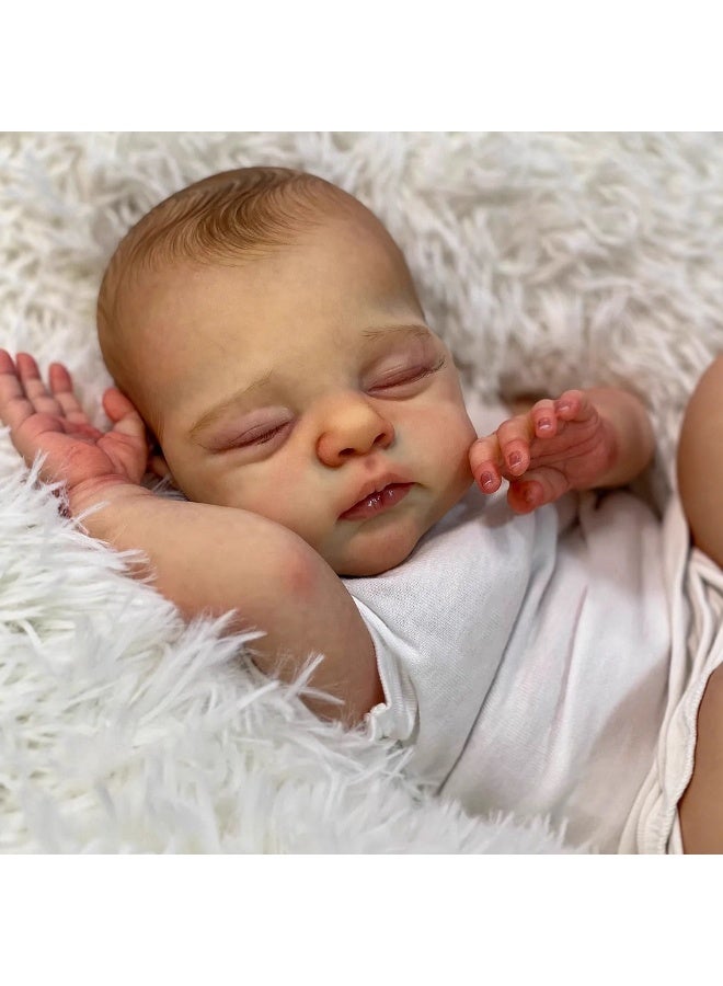 NPK 18-inch Short-sleeved White Romper Reborn Toddler Girl Doll, Handmade Silicone Soft-gel Reborn Baby Doll, Lifelike, Children's Playset - Image 3