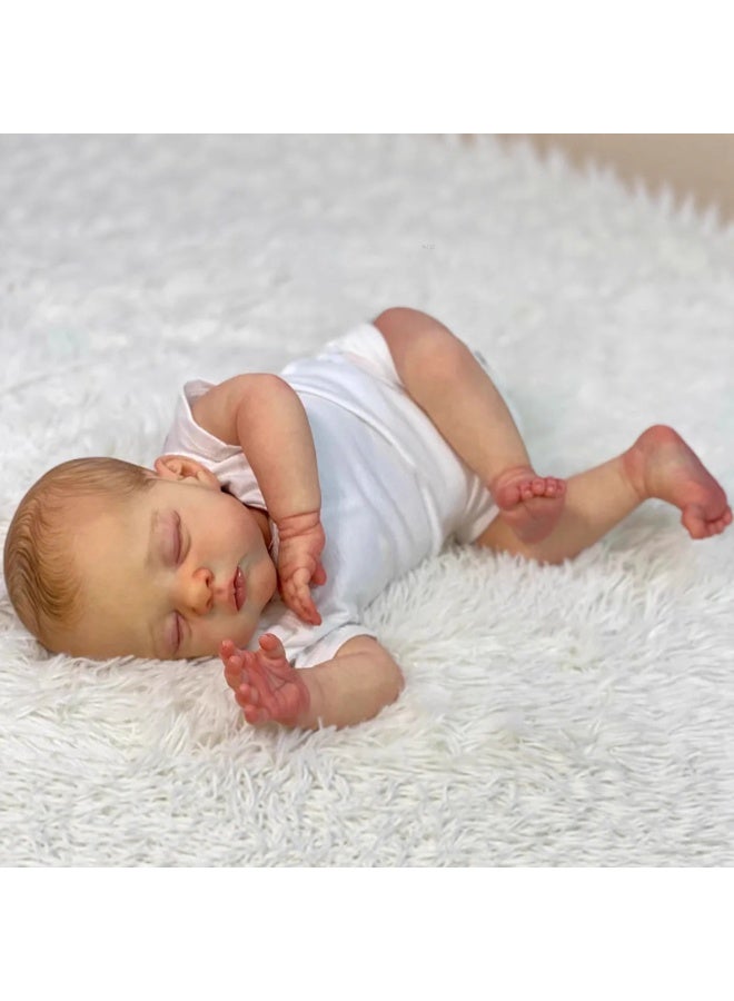 NPK 18-inch Short-sleeved White Romper Reborn Toddler Girl Doll, Handmade Silicone Soft-gel Reborn Baby Doll, Lifelike, Children's Playset - Image 2