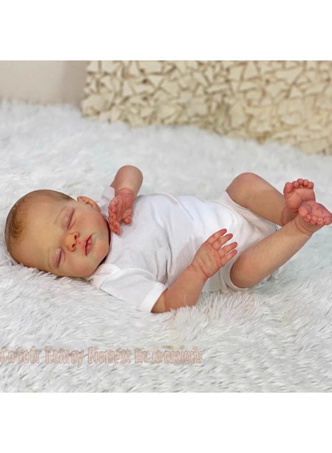 NPK 18-inch Short-sleeved White Romper Reborn Toddler Girl Doll, Handmade Silicone Soft-gel Reborn Baby Doll, Lifelike, Children's Playset - Image 4