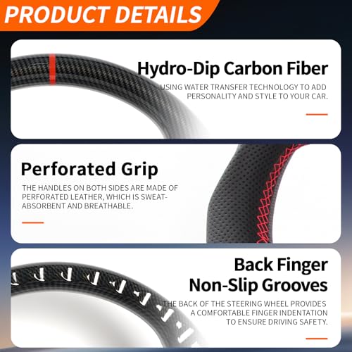 JIANGGAI Hydro Dip Carbon Fiber Steering Wheel With Replacement Trim Fit for Infiniti G25 G35 G37 2007-2013 EX35 EX37 2008-2013 Automotive Car Steering Wheel - Image 3