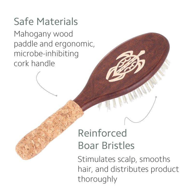 Ibiza Hair Oval Boar Flat Brush (OC6) | Reinforced Boar & Nylon Bristles with Cork Handle | Creates Shiny Looks | Ideal for Short to Long Styles | Use Before or After Blowouts | Heat Resistant - Image 3