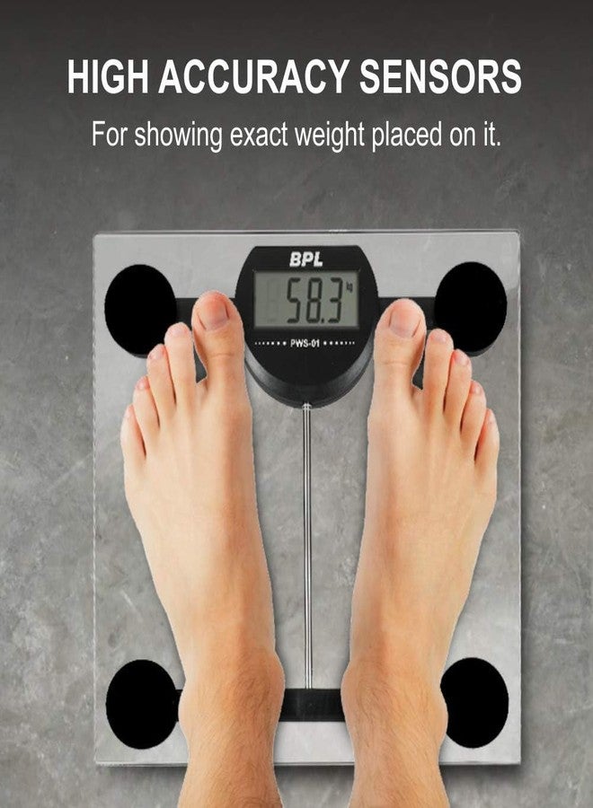 BPL Medical Technologies PWS-01 Personal Weighing Scale for Highly Accurate Digital Bathroom Body Scale, Precisely Measures Weight Up to 180Kg - Transparent - Image 5