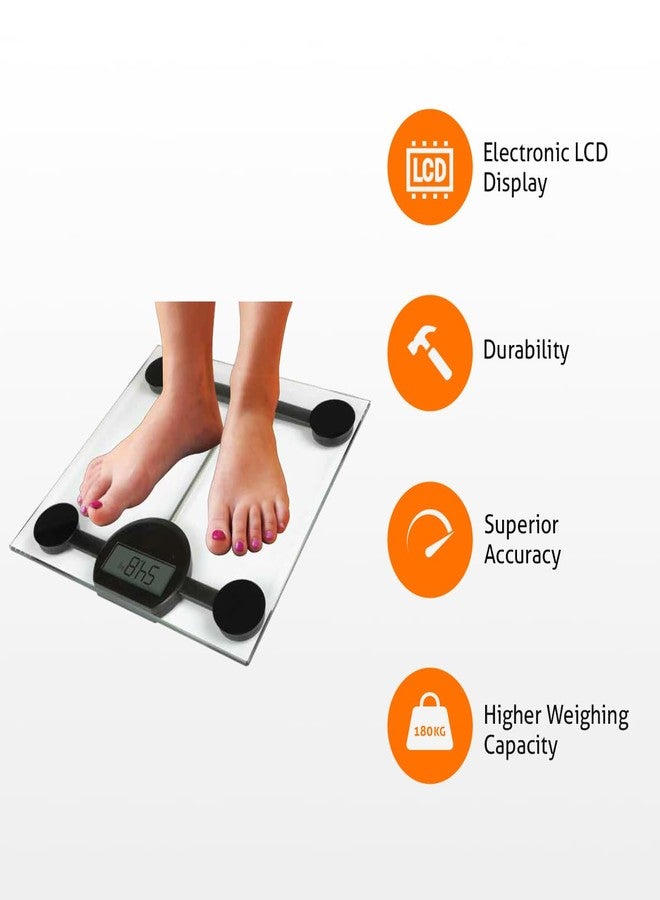 BPL Medical Technologies PWS-01 Personal Weighing Scale for Highly Accurate Digital Bathroom Body Scale, Precisely Measures Weight Up to 180Kg - Transparent - Image 2