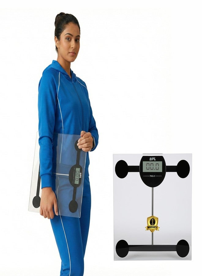 BPL Medical Technologies PWS-01 Personal Weighing Scale for Highly Accurate Digital Bathroom Body Scale, Precisely Measures Weight Up to 180Kg - Transparent - Image 1