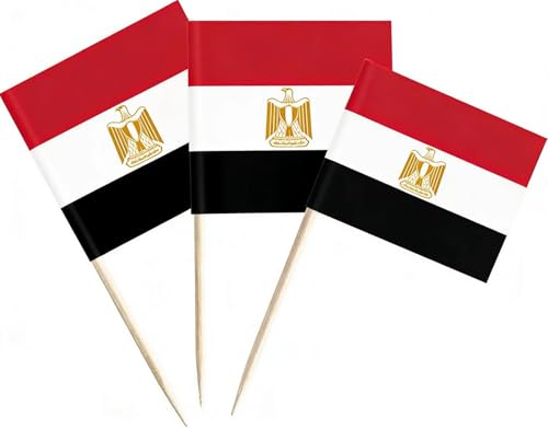 JAVD CYPS 100 Pcs Egypt Flag Egyptian Toothpick Flags Small Mini Stick Cupcake Toppers Egyptian FlagsCountry Picks Party Decoration Celebration Cocktail Food Bar Cake Flags - Image 1