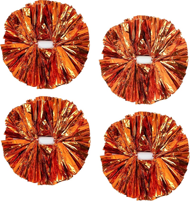 CREATIEE-PRO 4Pcs Metallic Cheerleading Pom Poms, Creatiee 2 Pair Cheerleader Cheering Squad Pompoms for School Sports Dance Games Team Spirit Cheer - Image 1
