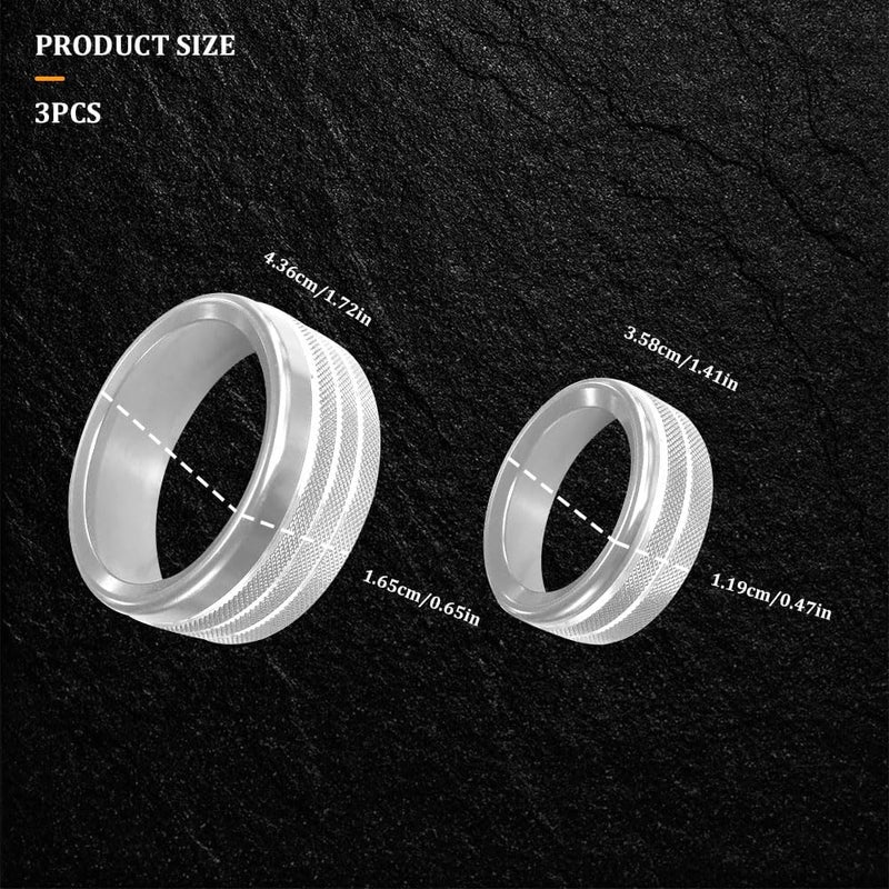 RGOAANC 3PCS Air Conditioner Switch Button Knob Cover, Aluminum Alloy Trim Cover, Air Conditioner Knob Ring, Trailer Gear Switch Knob Cover Compatible with Dodge Challenger Durango 2015-2022 (Silver) - Image 2