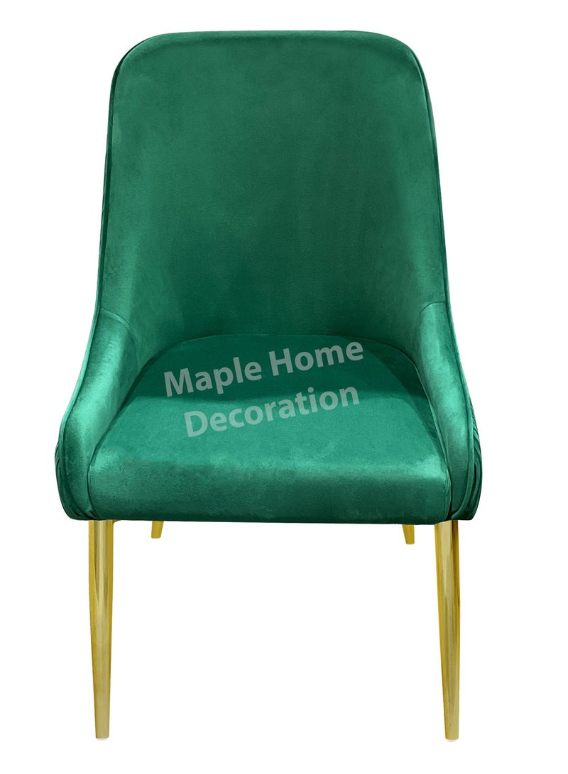 MAPLE HOME DECORATION Velvet Dining Arm Chair Cushion Seat, Stainless Steel Golden Legs  Upholstered Dining Room Chairs  - Image 1