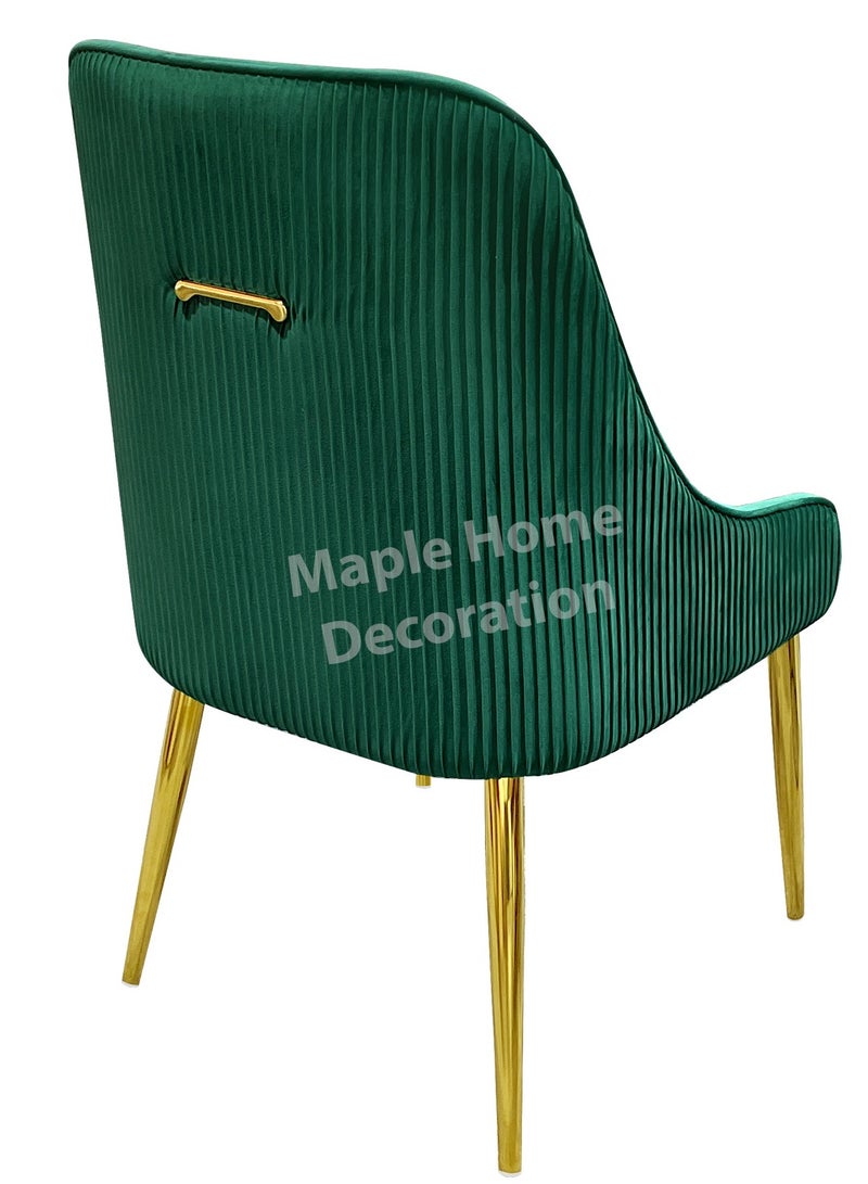 MAPLE HOME DECORATION Velvet Dining Arm Chair Cushion Seat, Stainless Steel Golden Legs  Upholstered Dining Room Chairs  - Image 3