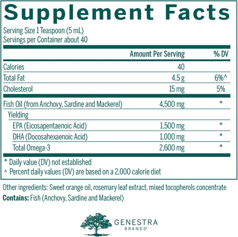 Genestra Brands Super EFA Forte Liquid  Fish Oil Formula to Support Cognitive Cardiovascular and Joint Health  Natural Orange Flavor  68 fl oz - Image 2