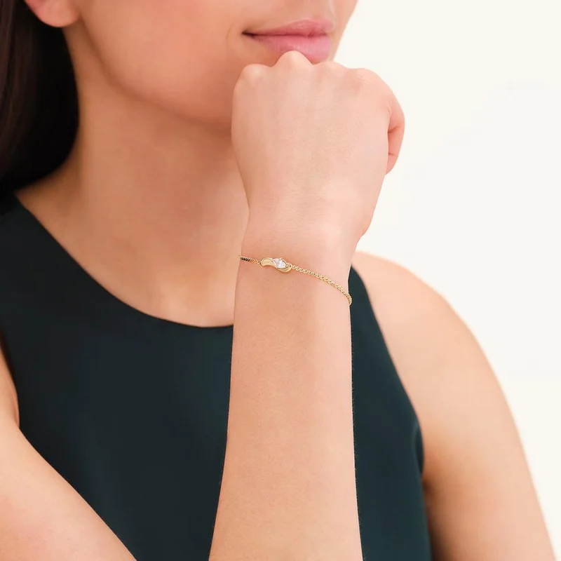 Rosefield  Rosefield Marquise Wave Soft Bracelet Gold - JBWSG-J1304 for Women | Best Price UAE