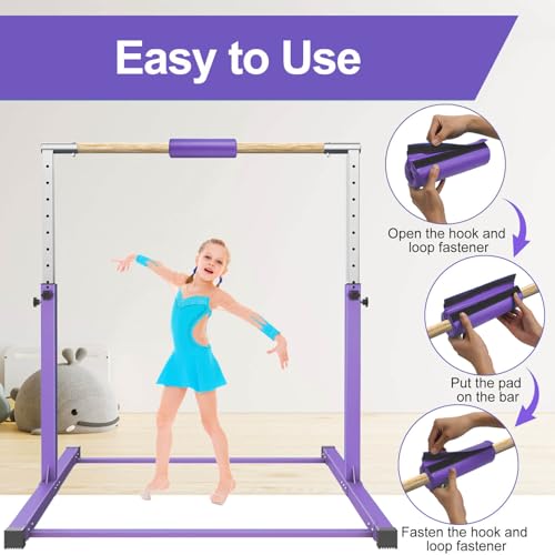 Tepemccu Gymnastics Bar Pad - Protective Sleeve for 1.26" Diameter Gymnastics Bar, Ballet Bar, Uneven Bar, Parallel Bar (Pink) - Image 4
