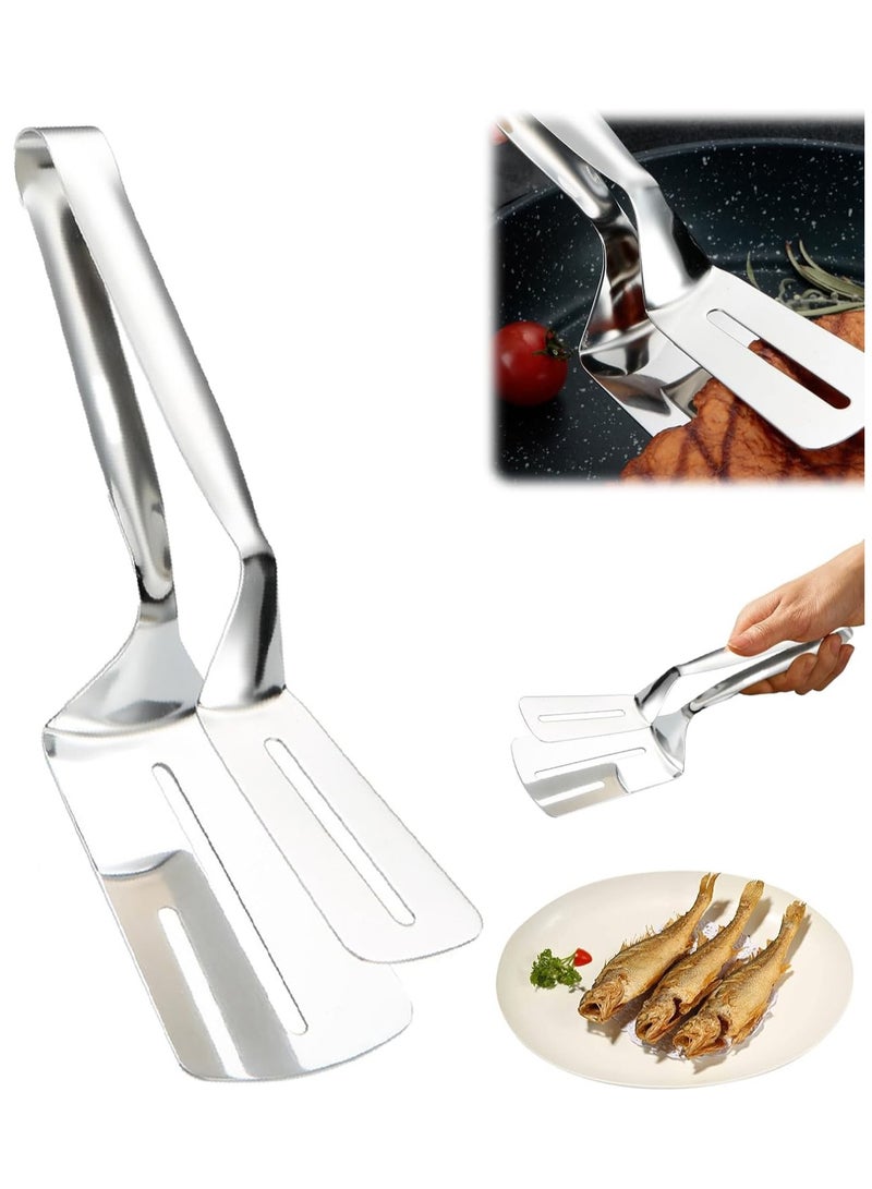 Bukela Stainless Steel Double-Sided Shovel Clip, 2025 New Stainless Steel Spatula Kitchen Tongs for Cooking, Multipurpose Grill Clamp Flipper Steak Clamps Flipping Spatula Tongs Clip for Kitchen - Image 1