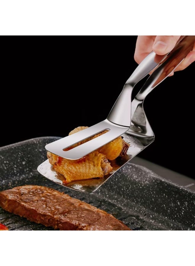 Bukela Stainless Steel Double-Sided Shovel Clip, 2025 New Stainless Steel Spatula Kitchen Tongs for Cooking, Multipurpose Grill Clamp Flipper Steak Clamps Flipping Spatula Tongs Clip for Kitchen - Image 2
