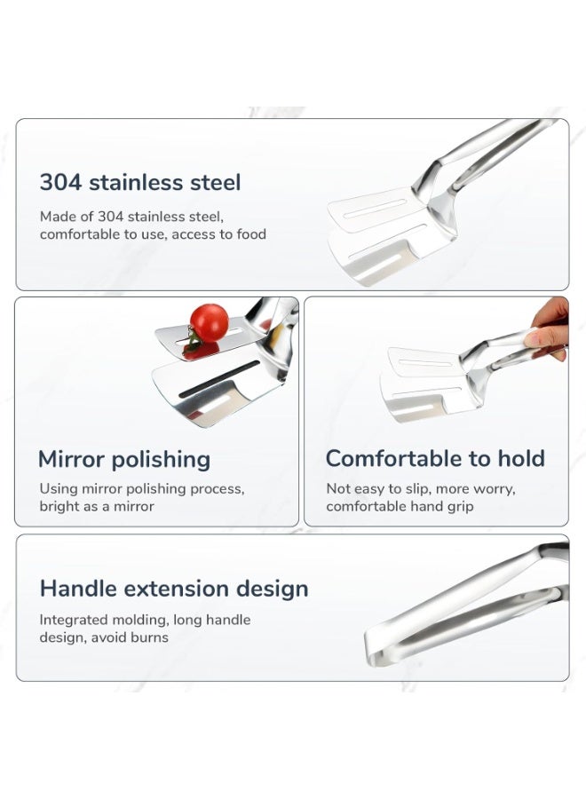 Bukela Stainless Steel Double-Sided Shovel Clip, 2025 New Stainless Steel Spatula Kitchen Tongs for Cooking, Multipurpose Grill Clamp Flipper Steak Clamps Flipping Spatula Tongs Clip for Kitchen - Image 4