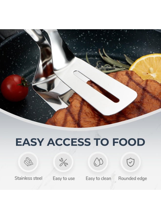 Bukela Stainless Steel Double-Sided Shovel Clip, 2025 New Stainless Steel Spatula Kitchen Tongs for Cooking, Multipurpose Grill Clamp Flipper Steak Clamps Flipping Spatula Tongs Clip for Kitchen - Image 5