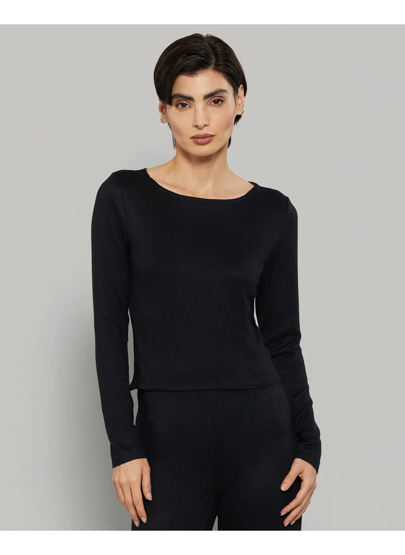 La Senza La Senza Long Sleeve Jersey Wide Scoop Neck Casual Lounge Top